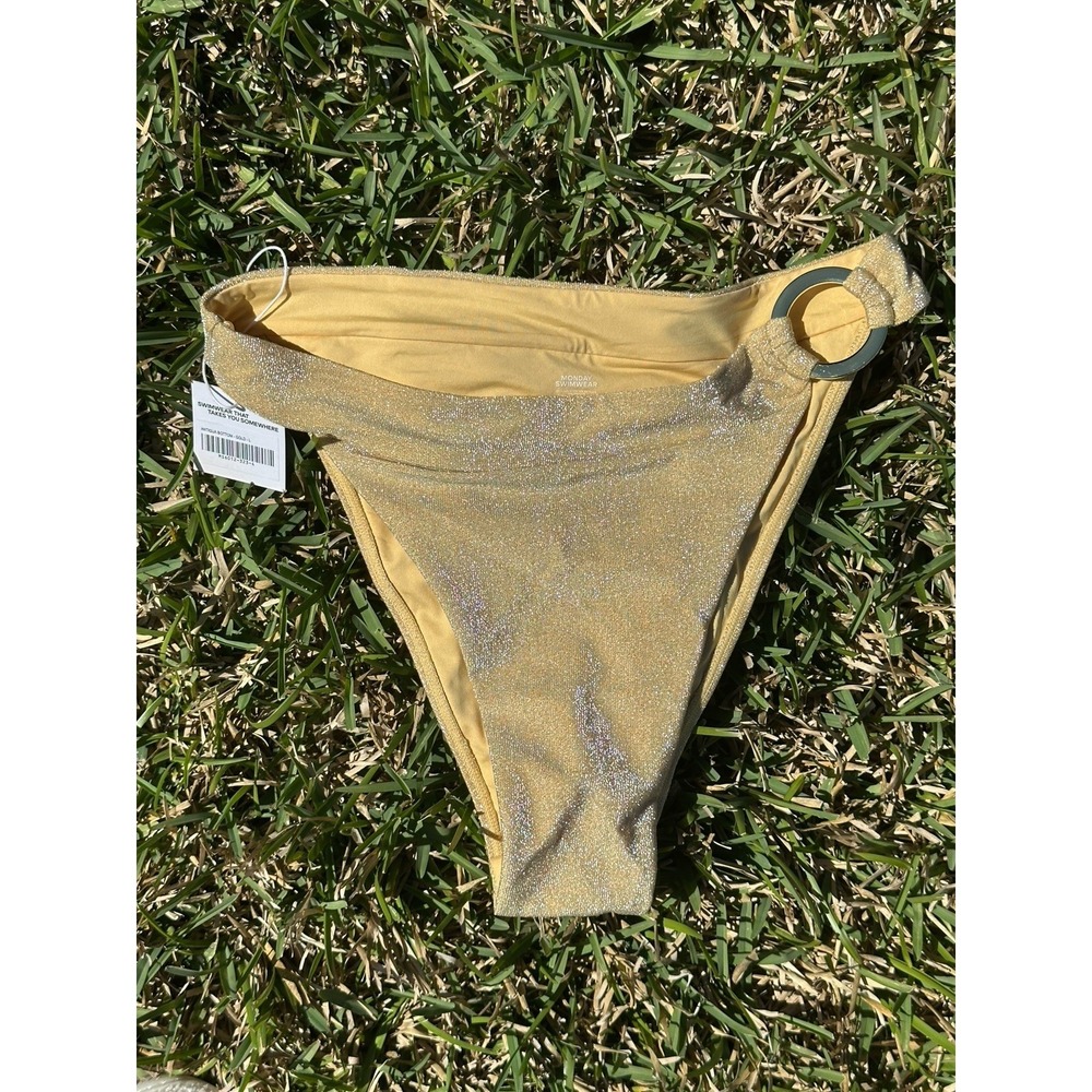 MONDAY SWIMWEAR NWT Antigua Bottom -  Gold Shimmer - Large **Discontinued**